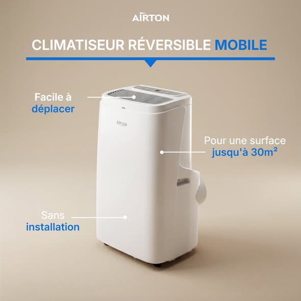 Climatiseur réversible mobile sans installation Airton
